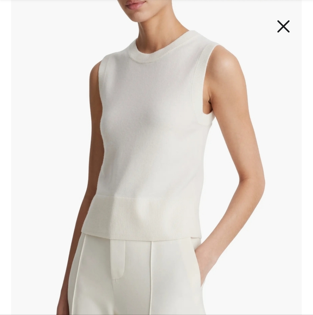 Vince Textured White Knit Sweater